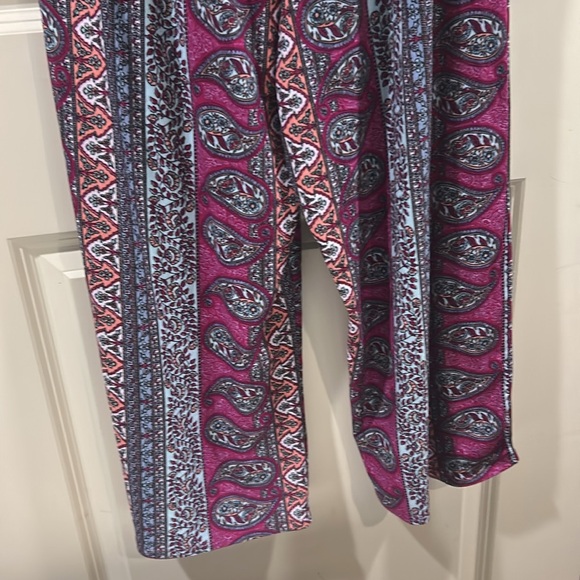 NWOT No Comment strapless paisley wide leg cropped jumpsuit stretchy soft size L - Picture 9 of 9